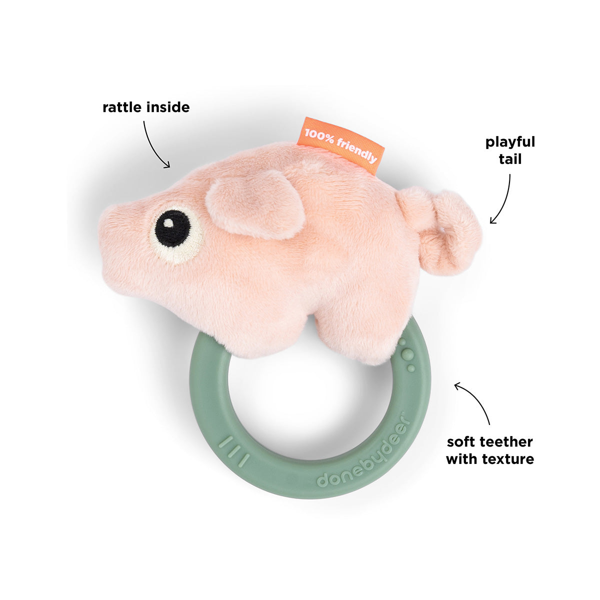 Sensory rattle w/teether Pigee
